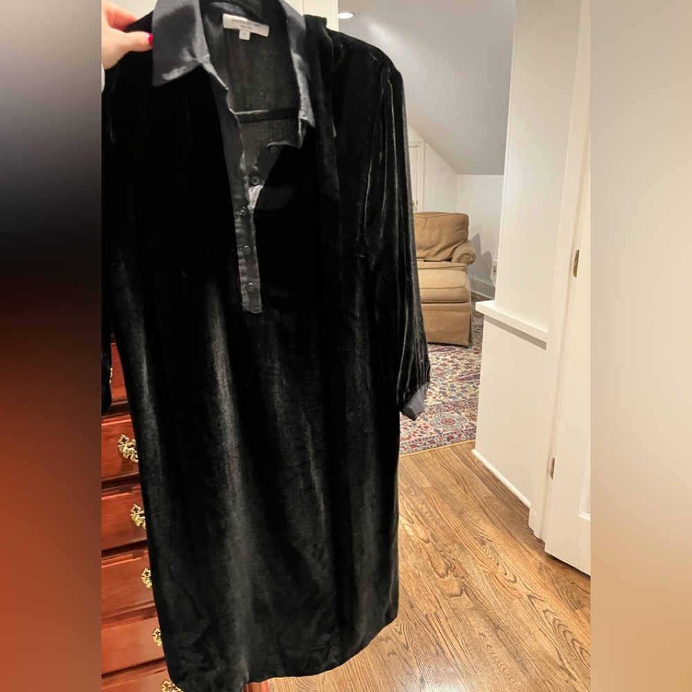 Black Velvet Shirt Dress Emerson Fry